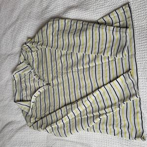 LOHLA sport long sleeve shirt, size M, white with black and yellow stripes